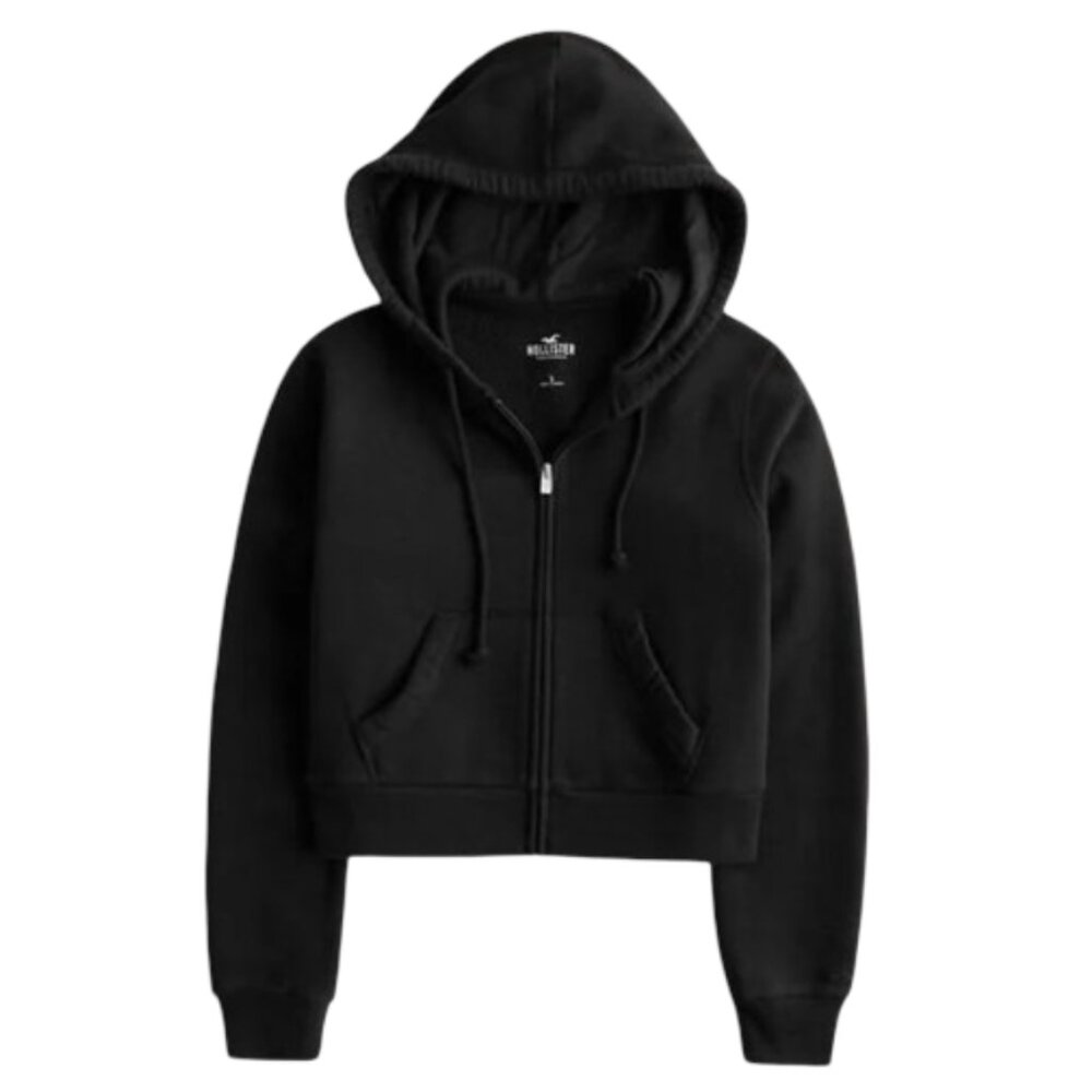 Hollister Feel Good Fleece Mini Zip-up Hoodie - Black - Small